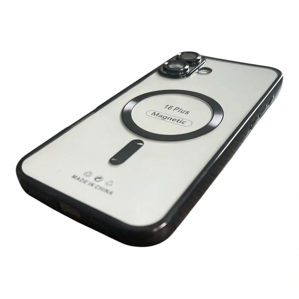 Luxury iPhone 16 Plus Magnetic Titanium Phone Case in Black
